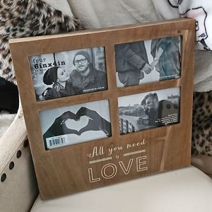 FARMHOUSE WOODEN DESIGN ALL YOU NEED IS LOVE 4 PHOTO FRAMES IN ONE